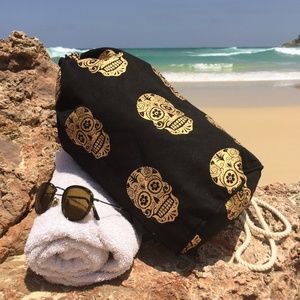 Canvas Gold Skulls Shoulder Duffel Bag